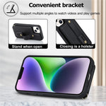 Card Holder Shell for iPhone 15, Kickstand Case PU Leather Coated TPU Phone Cover with Shoulder Strap