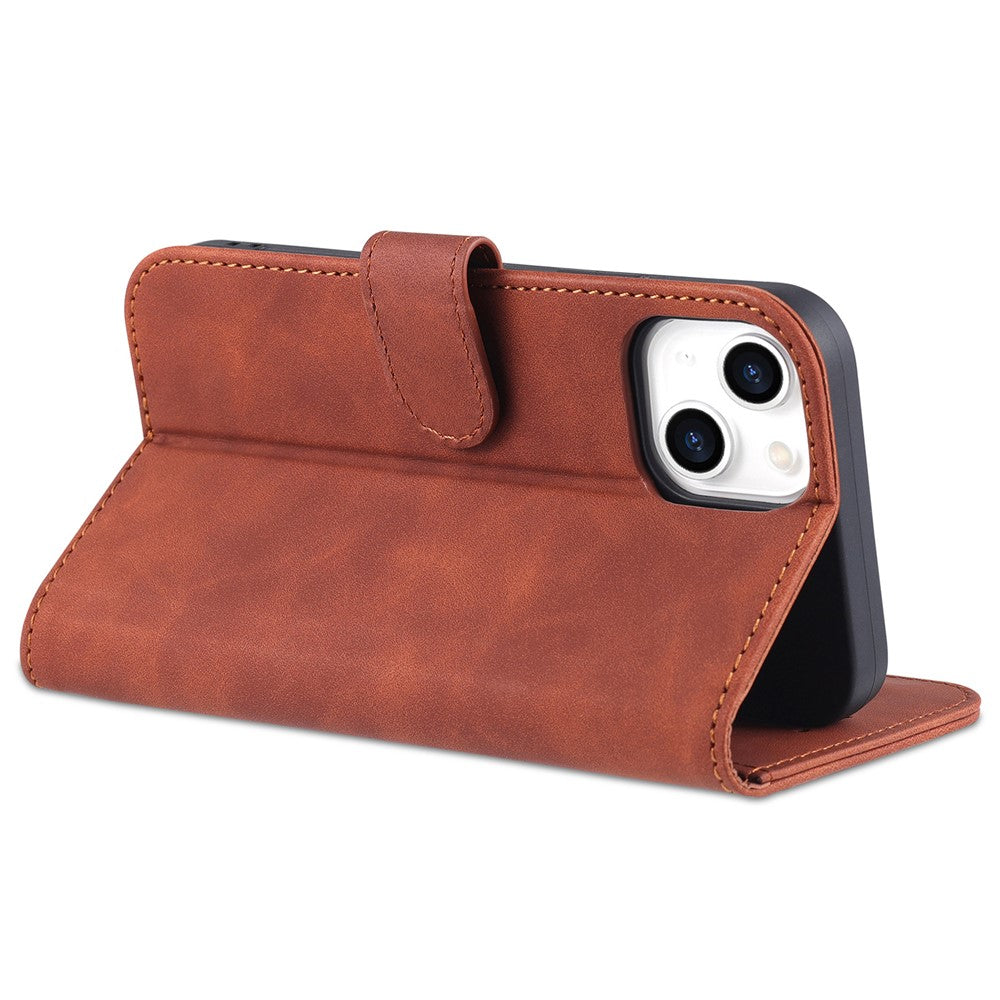 AZNS For iPhone 15 Plus Dustproof Cell Phone Cover Stand Wallet PU Leather Phone Case