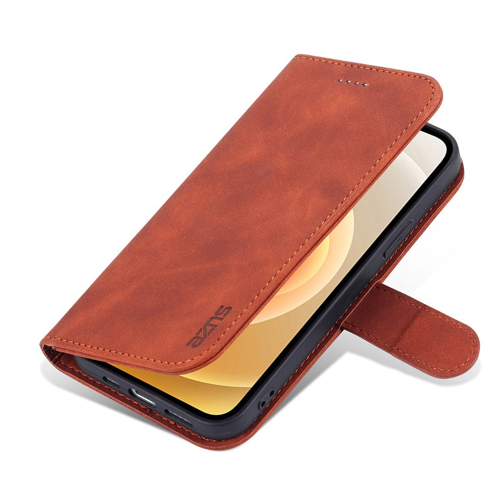 AZNS For iPhone 15 Plus Dustproof Cell Phone Cover Stand Wallet PU Leather Phone Case