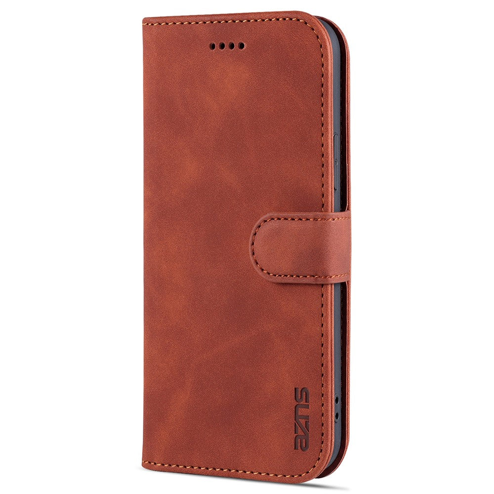 AZNS For iPhone 15 Plus Dustproof Cell Phone Cover Stand Wallet PU Leather Phone Case