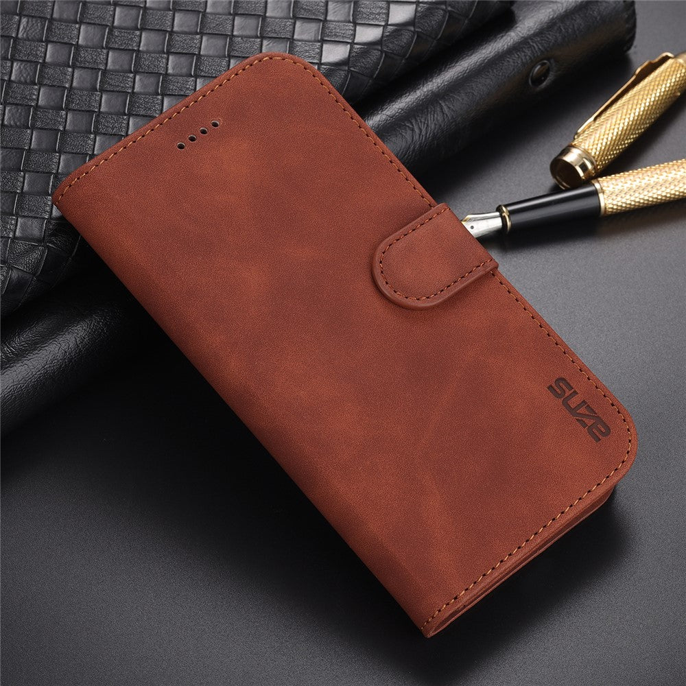 AZNS For iPhone 15 Plus Dustproof Cell Phone Cover Stand Wallet PU Leather Phone Case