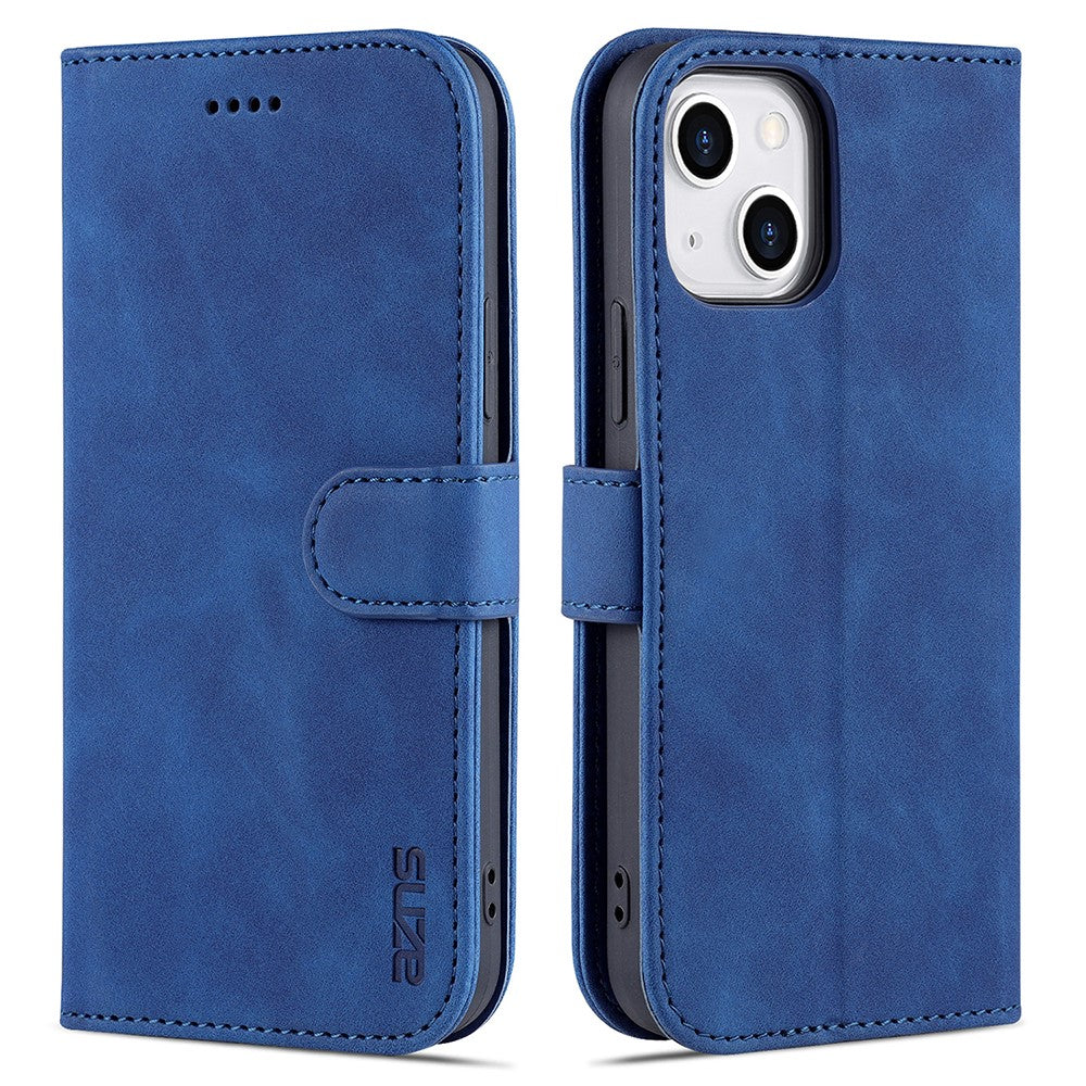 AZNS For iPhone 15 Plus Dustproof Cell Phone Cover Stand Wallet PU Leather Phone Case