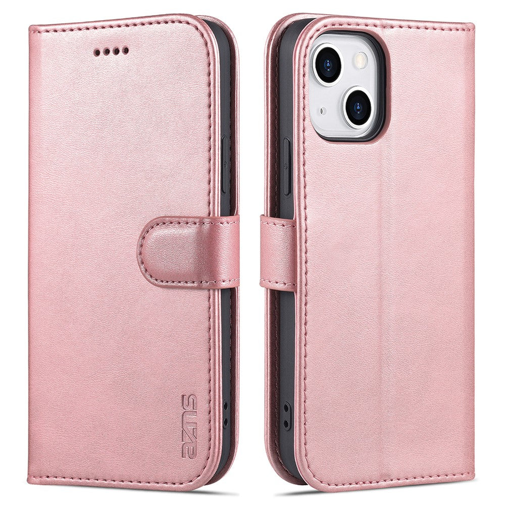 AZNS For iPhone 15 Plus Dustproof Cell Phone Cover Stand Wallet PU Leather Phone Case