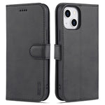 AZNS For iPhone 15 Plus Dustproof Cell Phone Cover Stand Wallet PU Leather Phone Case