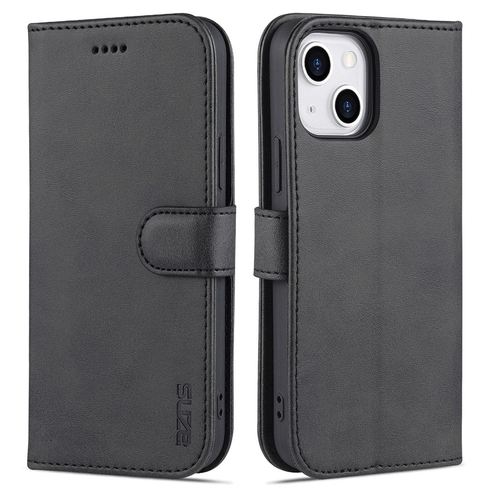 AZNS For iPhone 15 Plus Dustproof Cell Phone Cover Stand Wallet PU Leather Phone Case