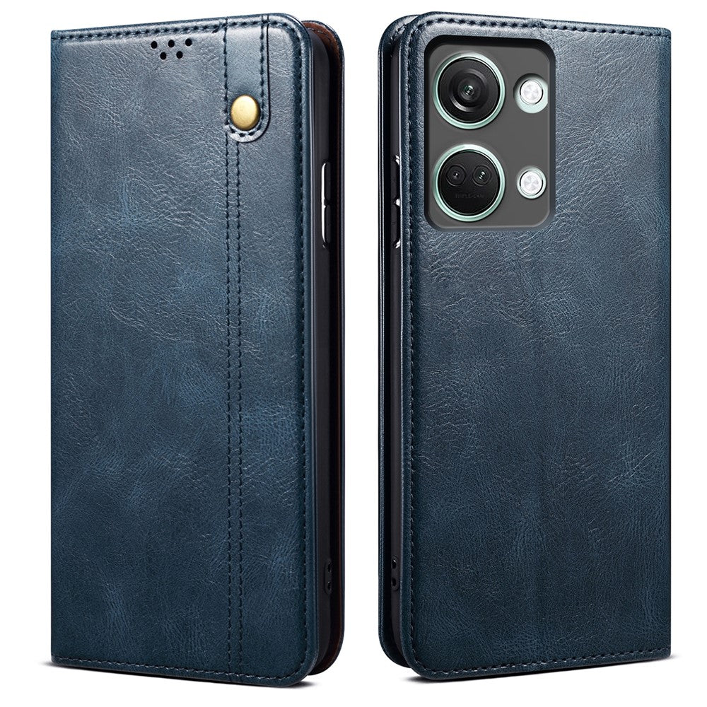For OnePlus Nord 3 5G / Ace 2V Wallet Case Waxy Crazy Horse Texture Cell Phone Cover Stand PU Leather Phone Shell