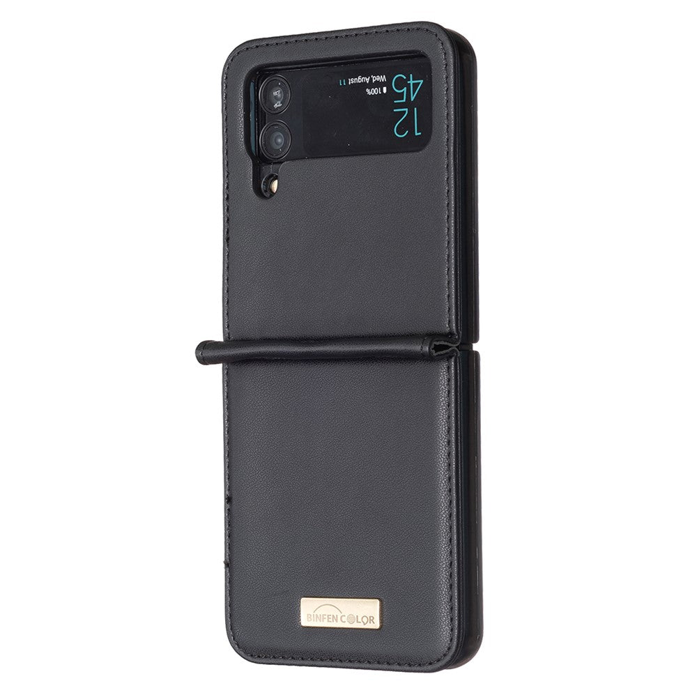 BINFEN COLOR For Samsung Galaxy Z Flip3 5G Phone Case PU Leather+PC Anti-Scratch Cover