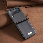 BINFEN COLOR For Samsung Galaxy Z Flip4 5G PU Leather + Hard PC Shell Slim Protective Phone Case Cover