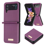 BINFEN COLOR For Samsung Galaxy Z Flip4 5G PU Leather + Hard PC Shell Slim Protective Phone Case Cover