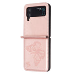 Til Samsung Galaxy Z Flip4 5G Præget Sommerfugl Telefoncover PU Læder + PC Slim Fit Cover
