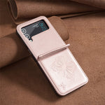 Til Samsung Galaxy Z Flip4 5G Præget Sommerfugl Telefoncover PU Læder + PC Slim Fit Cover