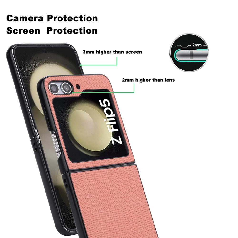VILI TH Series For Samsung Galaxy Z Flip5 5G Cellphone Protective Case PU Leather Coated PC+TPU Phone Cover