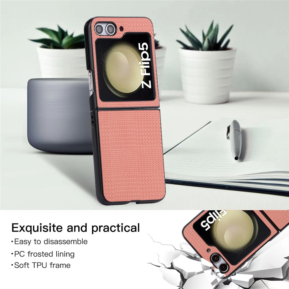 VILI TH Series For Samsung Galaxy Z Flip5 5G Cellphone Protective Case PU Leather Coated PC+TPU Phone Cover