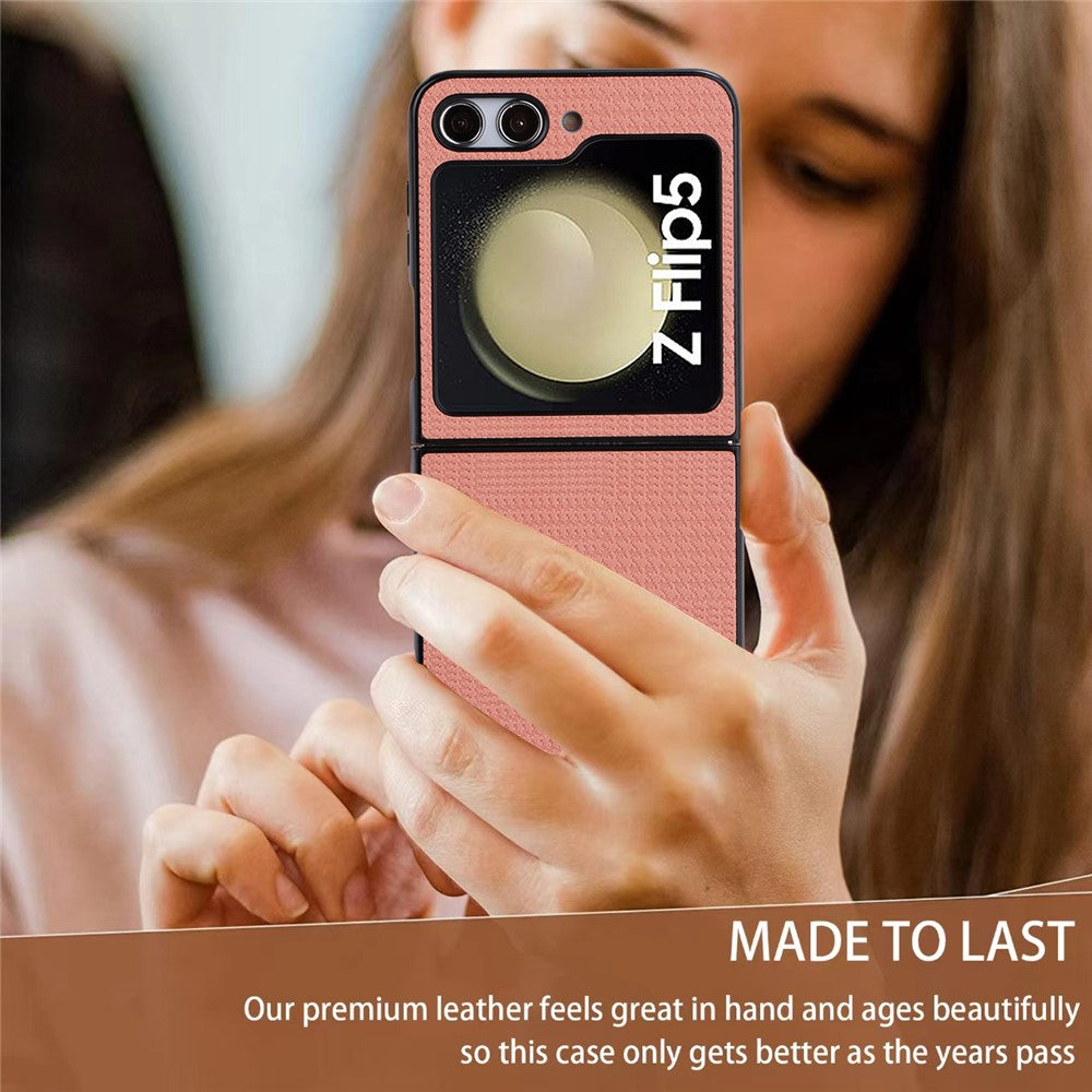 VILI TH Series For Samsung Galaxy Z Flip5 5G Cellphone Protective Case PU Leather Coated PC+TPU Phone Cover