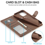 LC.IMEEKE For iPhone 15 Pro Max Wallet Case Calf Texture Foldable Stand PU Leather Flip Cover