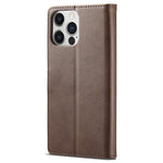 LC.IMEEKE For iPhone 15 Pro Max Wallet Case Calf Texture Foldable Stand PU Leather Flip Cover