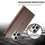 LC.IMEEKE For iPhone 15 Pro Max Wallet Case Calf Texture Foldable Stand PU Leather Flip Cover