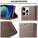 LC.IMEEKE For iPhone 15 Pro Max Wallet Case Calf Texture Foldable Stand PU Leather Flip Cover