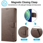 LC.IMEEKE For iPhone 15 Pro Max Wallet Case Calf Texture Foldable Stand PU Leather Flip Cover