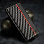 LC.IMEEKE For iPhone 15 Pro Carbon Fiber Texture Stand Cover Wallet Phone Leather Case