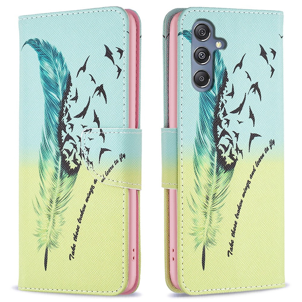 For Samsung Galaxy F34 5G / M34 5G PU Leather Pattern Printing Phone Case Wallet Stand Anti-drop Cover