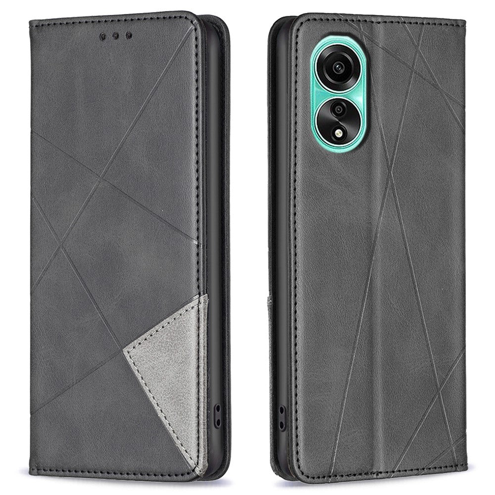 For Oppo A78 4G Stand Flip Cover PU Leather Imprinted Line Card Slots Phone Case