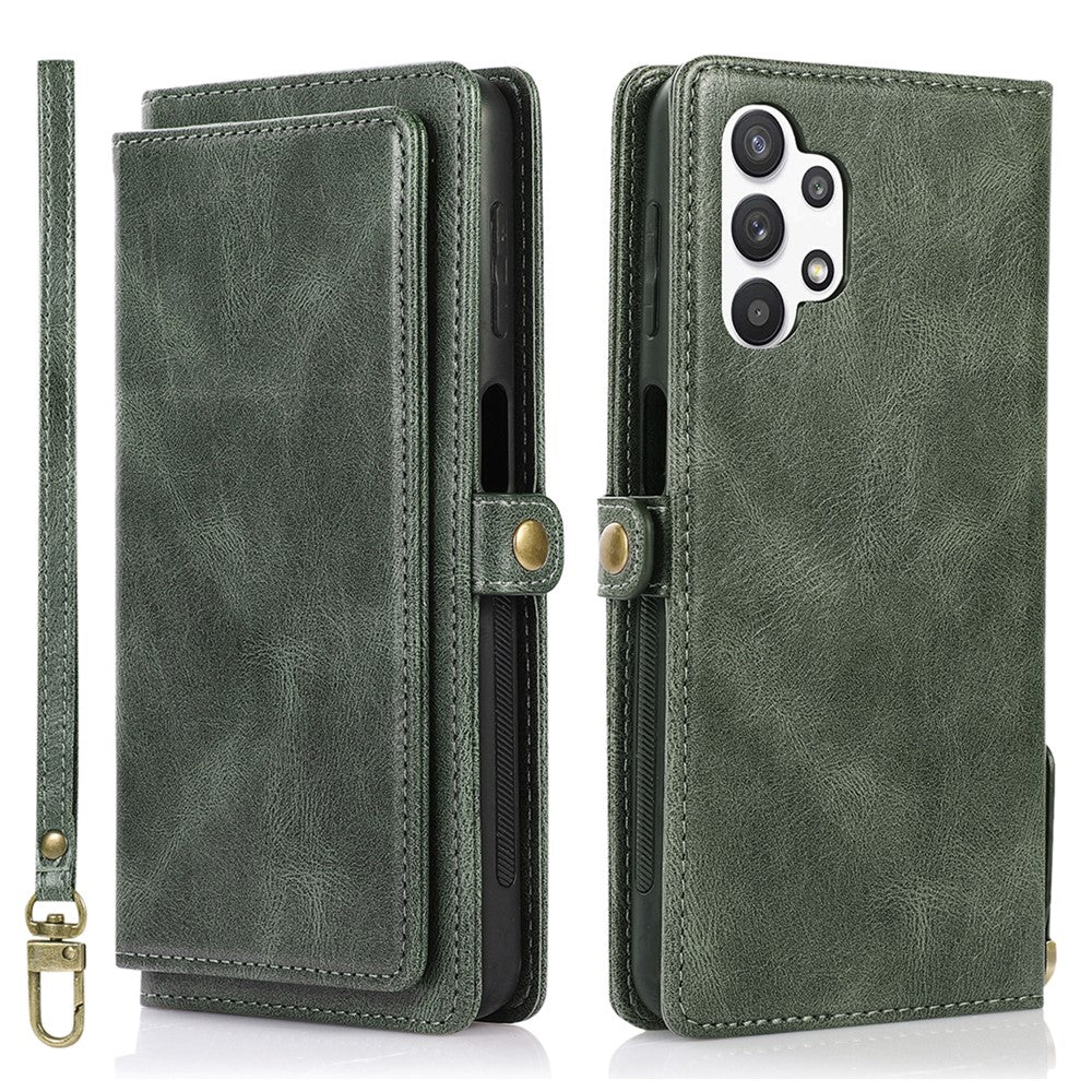 TPU+PU Phone Case for Samsung Galaxy A32 5G / M32 5G Detachable 2-in-1 Shockproof Wallet Phone Case with Strap