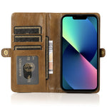 Wallet Phone Case for iPhone 13 mini 5.4 inch Detachable 2-in-1 TPU+PU Leather Flip Cover with Strap