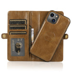 Wallet Phone Case for iPhone 13 mini 5.4 inch Detachable 2-in-1 TPU+PU Leather Flip Cover with Strap