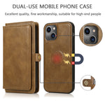 Wallet Phone Case for iPhone 13 mini 5.4 inch Detachable 2-in-1 TPU+PU Leather Flip Cover with Strap