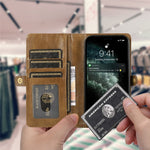 Wallet Phone Case for iPhone 13 mini 5.4 inch Detachable 2-in-1 TPU+PU Leather Flip Cover with Strap