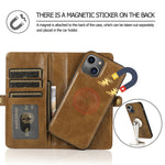 Wallet Phone Case for iPhone 13 mini 5.4 inch Detachable 2-in-1 TPU+PU Leather Flip Cover with Strap