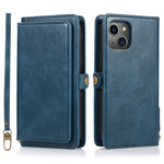 Wallet Phone Case for iPhone 13 mini 5.4 inch Detachable 2-in-1 TPU+PU Leather Flip Cover with Strap
