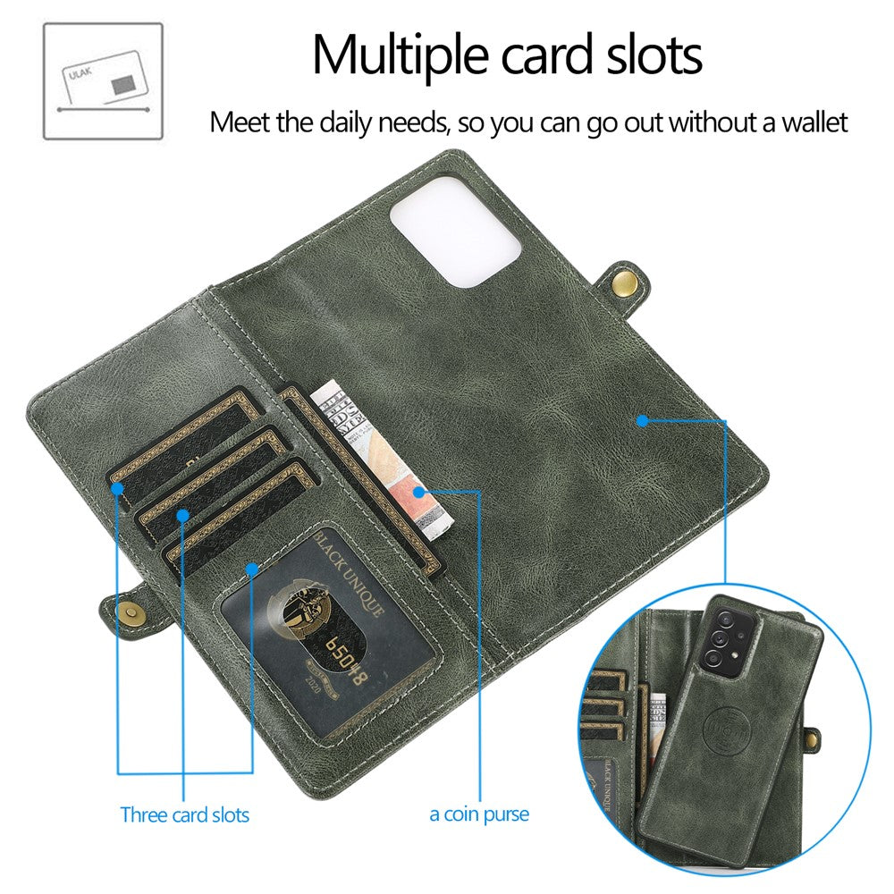 For Samsung Galaxy A33 5G TPU+PU Leather Case Detachable 2-in-1 Protective Wallet Phone Cover with Strap