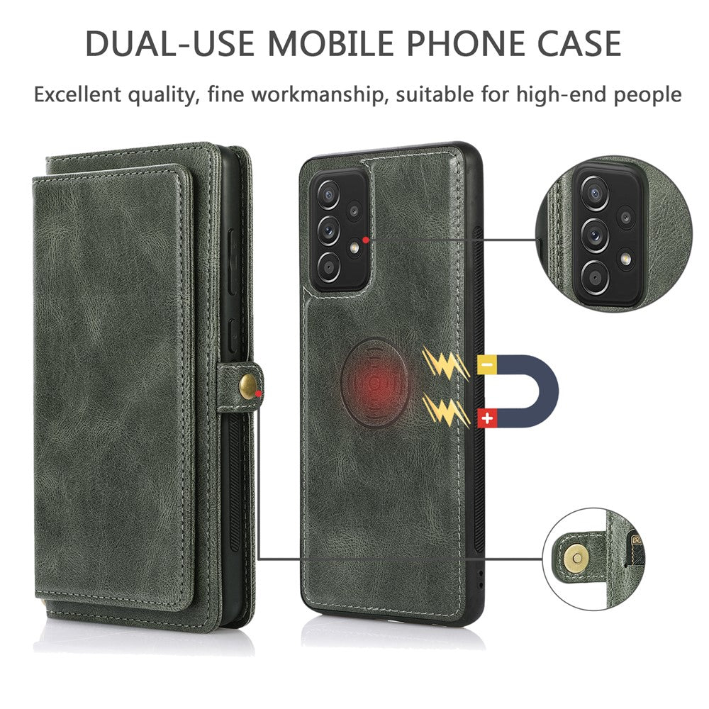 For Samsung Galaxy A33 5G TPU+PU Leather Case Detachable 2-in-1 Protective Wallet Phone Cover with Strap