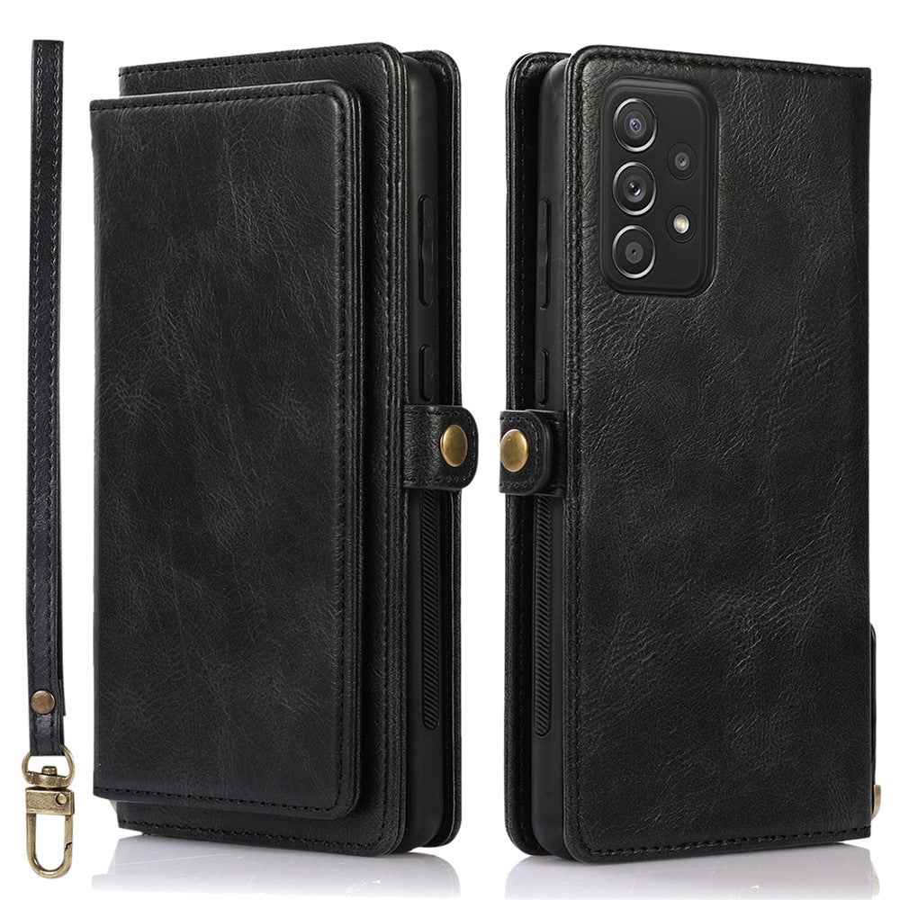 For Samsung Galaxy A33 5G TPU+PU Leather Case Detachable 2-in-1 Protective Wallet Phone Cover with Strap