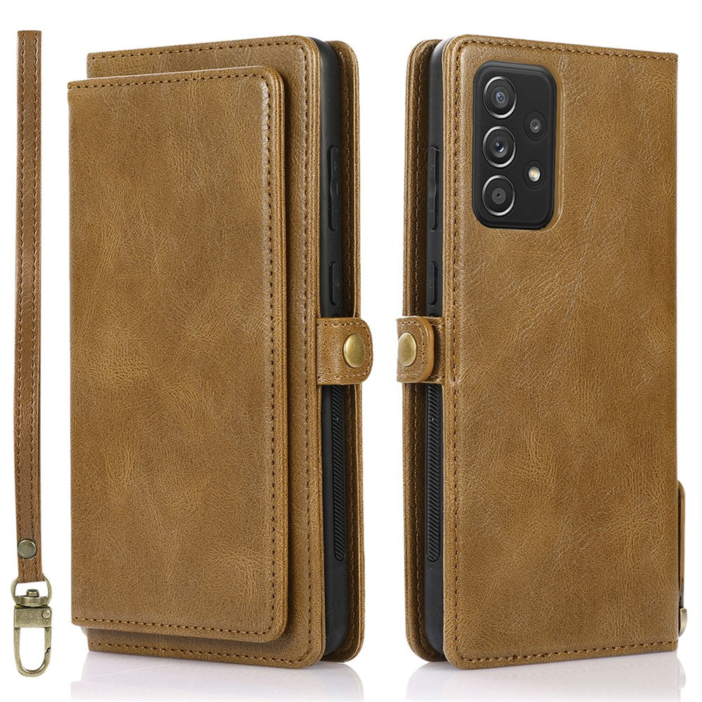 For Samsung Galaxy A33 5G TPU+PU Leather Case Detachable 2-in-1 Protective Wallet Phone Cover with Strap