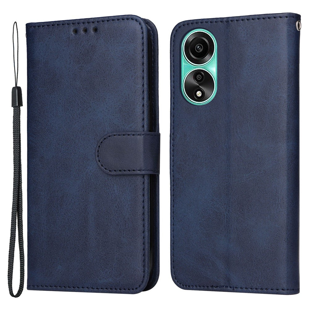 For Oppo A78 4G Shockproof Phone Case PU Leather Wallet Stand Calf Texture Cover