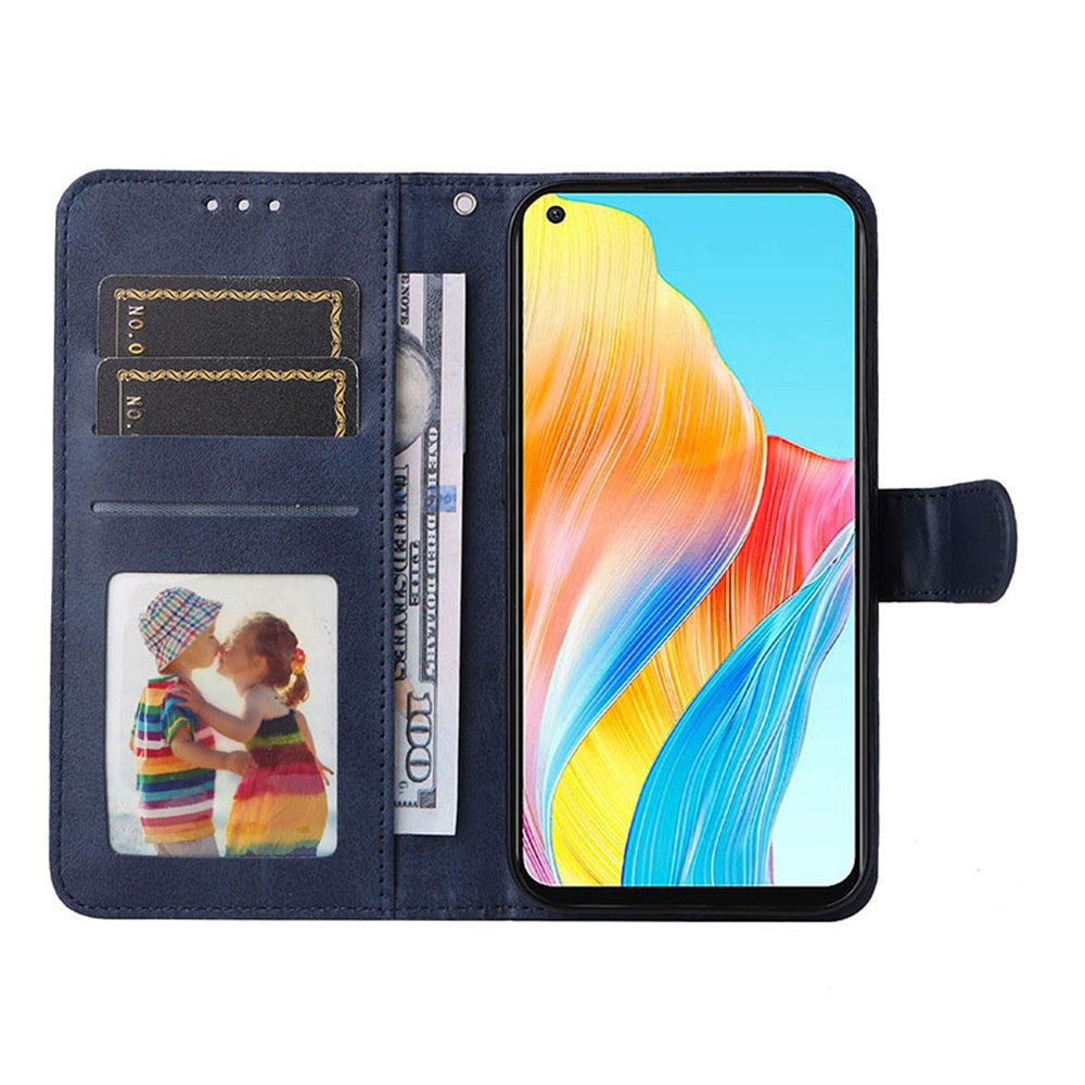 For Oppo A78 4G Shockproof Phone Case PU Leather Wallet Stand Calf Texture Cover