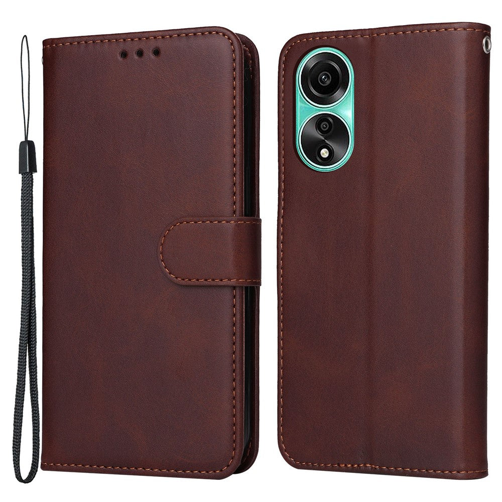 For Oppo A78 4G Shockproof Phone Case PU Leather Wallet Stand Calf Texture Cover
