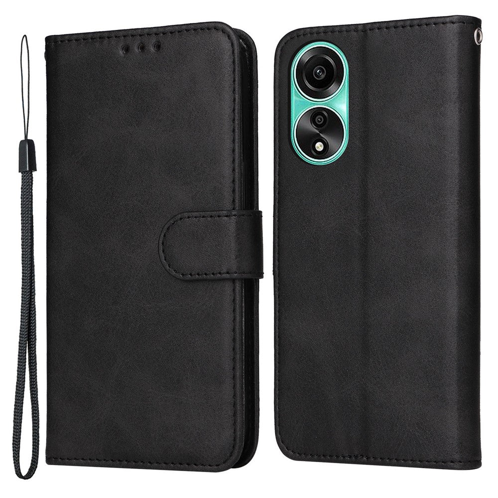For Oppo A78 4G Shockproof Phone Case PU Leather Wallet Stand Calf Texture Cover