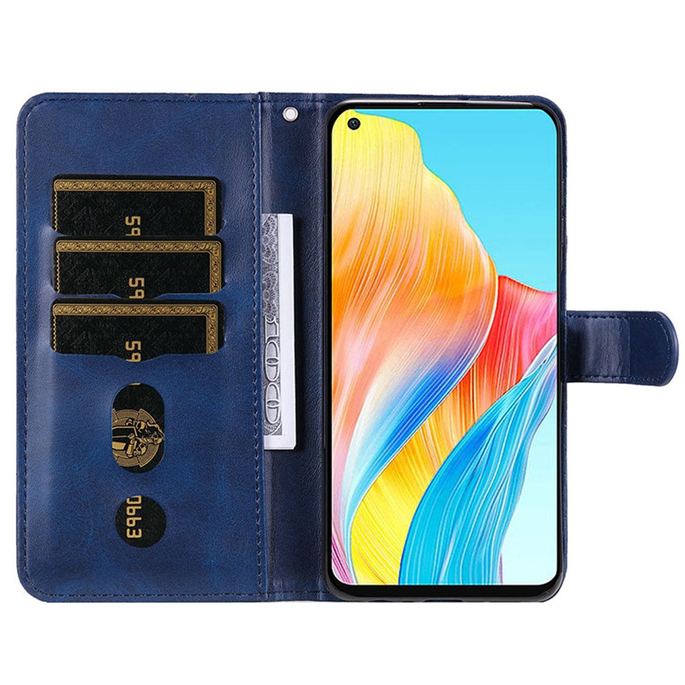 For Oppo A78 4G Zipper Pocket Wallet Stand Phone Case Anti-drop Calf Texture Cover