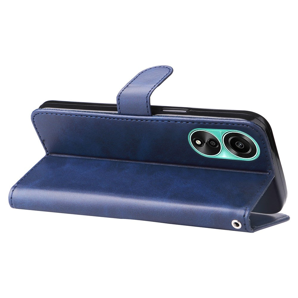 For Oppo A78 4G Zipper Pocket Wallet Stand Phone Case Anti-drop Calf Texture Cover