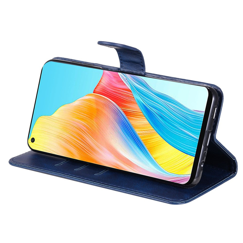 For Oppo A78 4G Zipper Pocket Wallet Stand Phone Case Anti-drop Calf Texture Cover