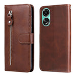 For Oppo A78 4G Zipper Pocket Wallet Stand Phone Case Anti-drop Calf Texture Cover