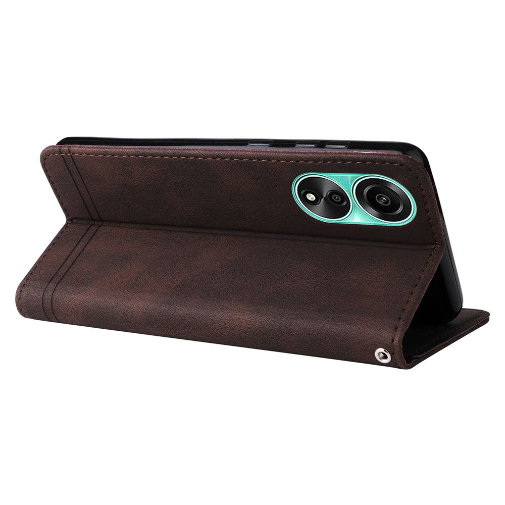 For Oppo A78 4G Leather Wallet Cases Skin Touch Phone Cover Stand with Strap