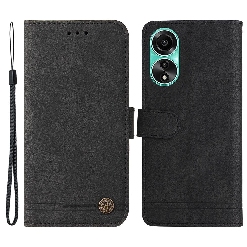 For Oppo A78 4G Leather Wallet Cases Skin Touch Phone Cover Stand with Strap