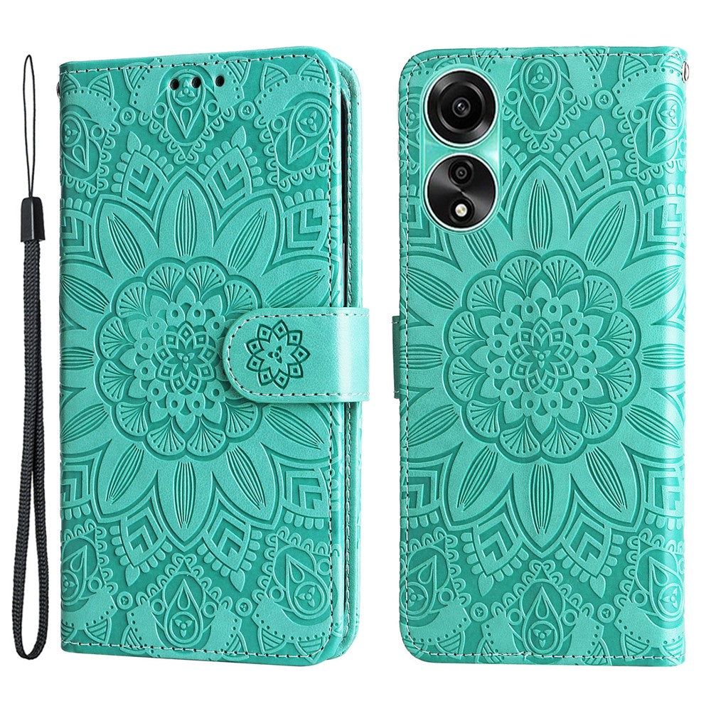 For Oppo A78 4G Shockproof Phone Cover Sunflower Imprinted PU Leather Wallet Stand Case