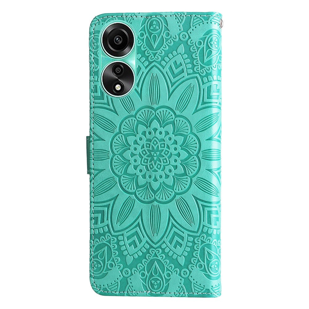 For Oppo A78 4G Shockproof Phone Cover Sunflower Imprinted PU Leather Wallet Stand Case