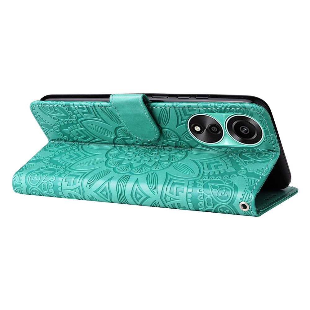 For Oppo A78 4G Shockproof Phone Cover Sunflower Imprinted PU Leather Wallet Stand Case